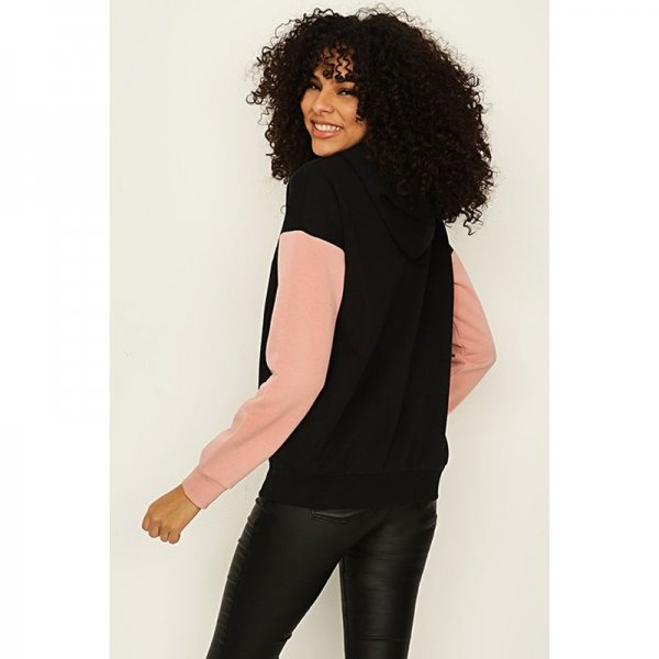 Black-Dusty Pink Liberte Colour Block Hoodie